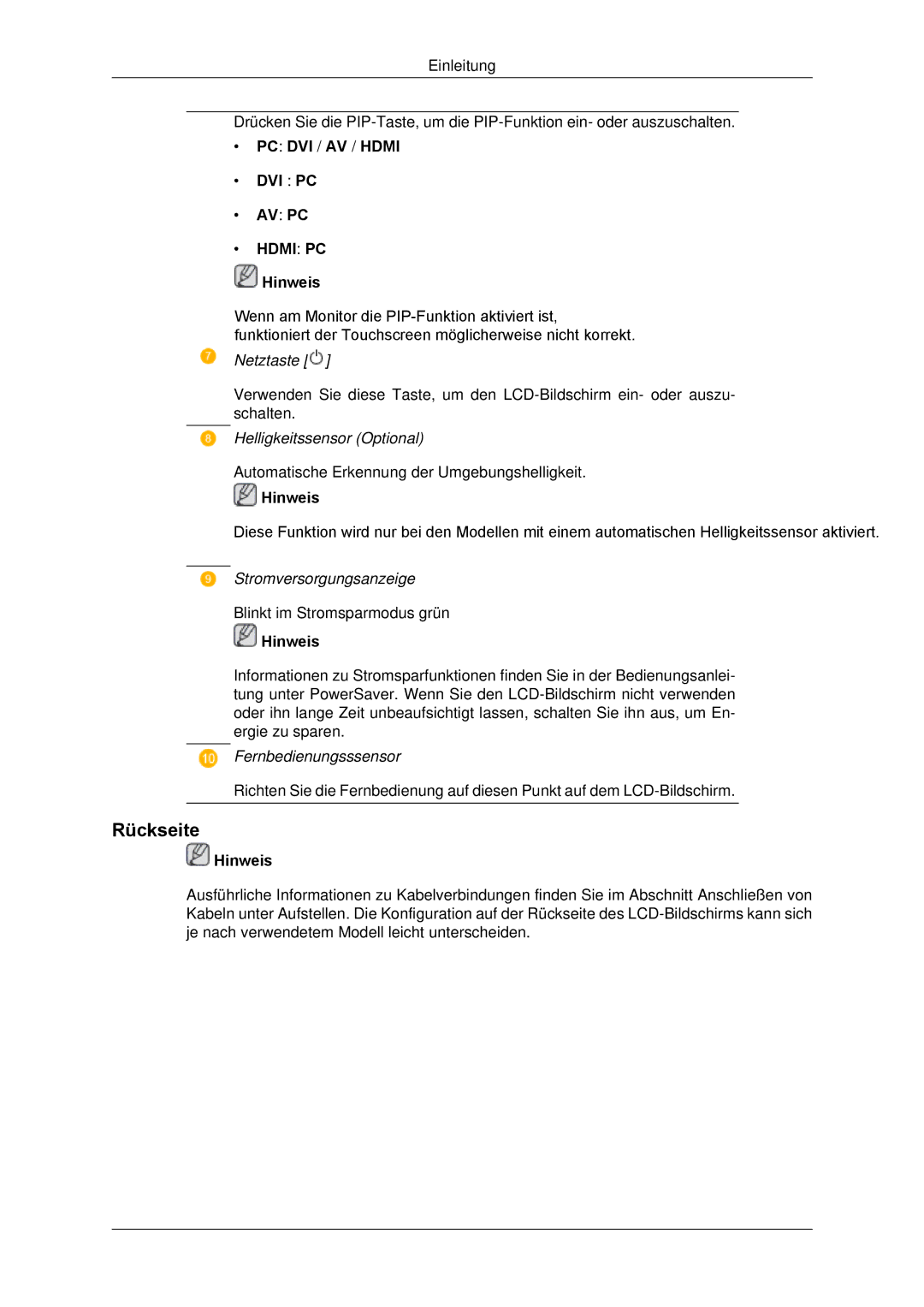 Samsung LH65TCPMBC/EN manual Rückseite, Hdmi PC 