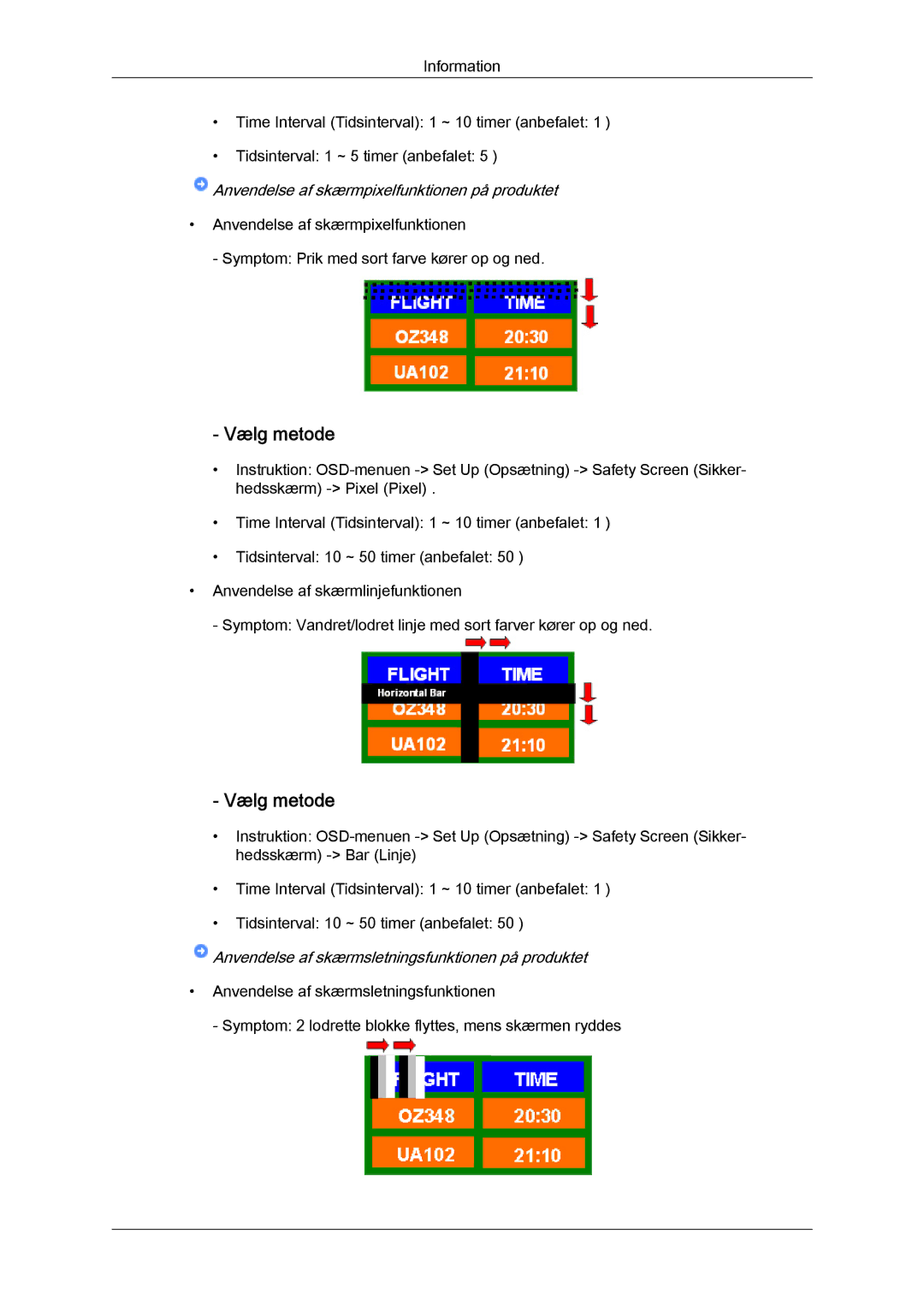 Samsung LH65TCPMBC/EN manual Anvendelse af skærmpixelfunktionen på produktet 