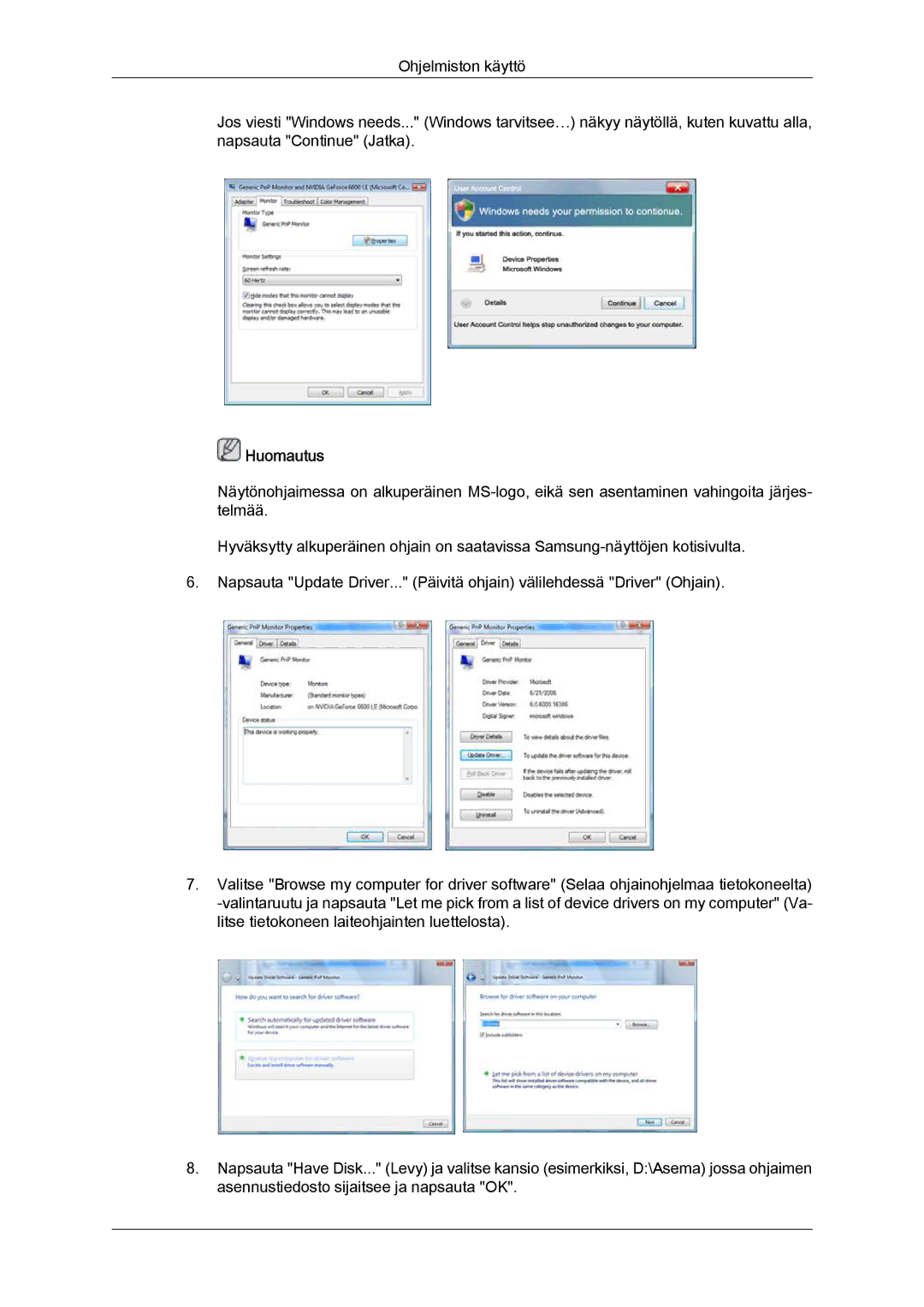 Samsung LH65TCPMBC/EN manual Huomautus 