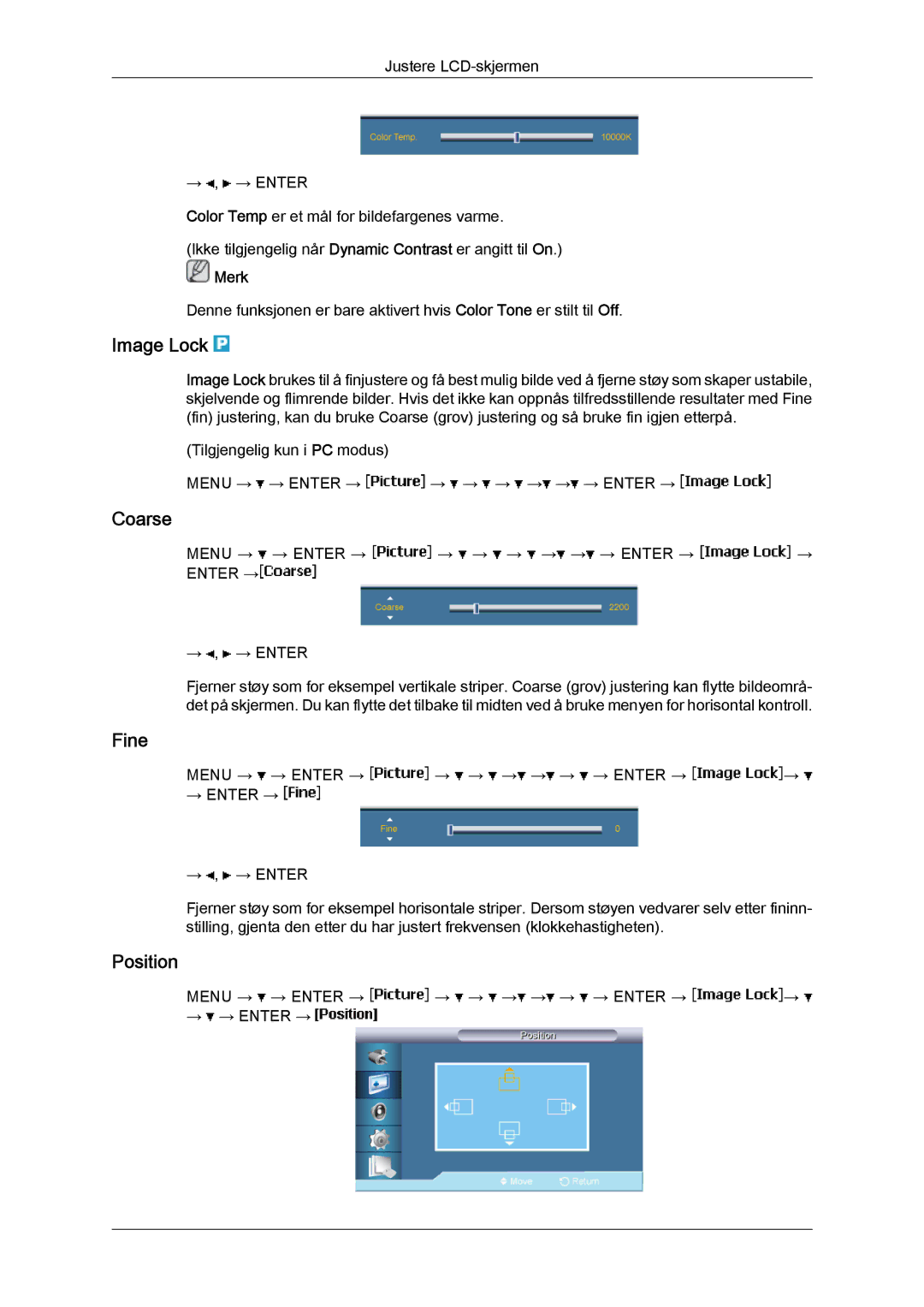 Samsung LH65TCPMBC/EN manual Image Lock, Coarse, Fine 