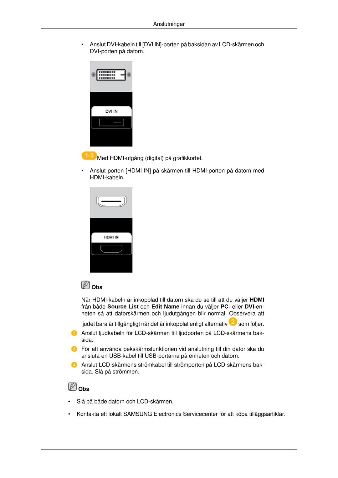 Samsung LH65TCPMBC/EN manual Obs 