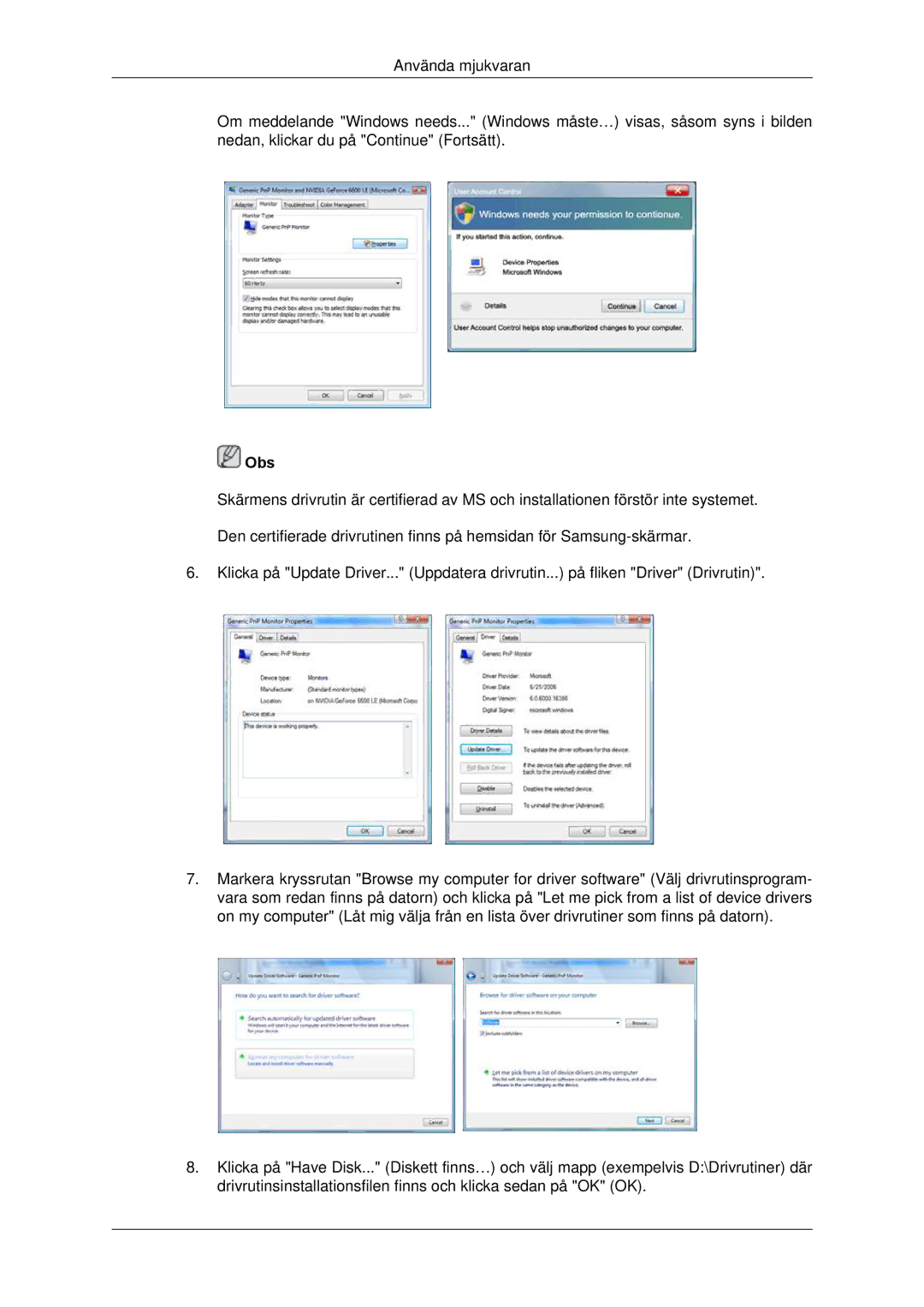 Samsung LH65TCPMBC/EN manual Obs 