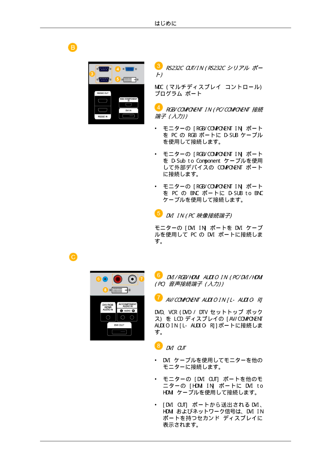 Samsung LH65TCPMBC/XJ manual Mdc マルチディスプレイ コントロール プログラム ポート, ケーブルを使用して接続します。 