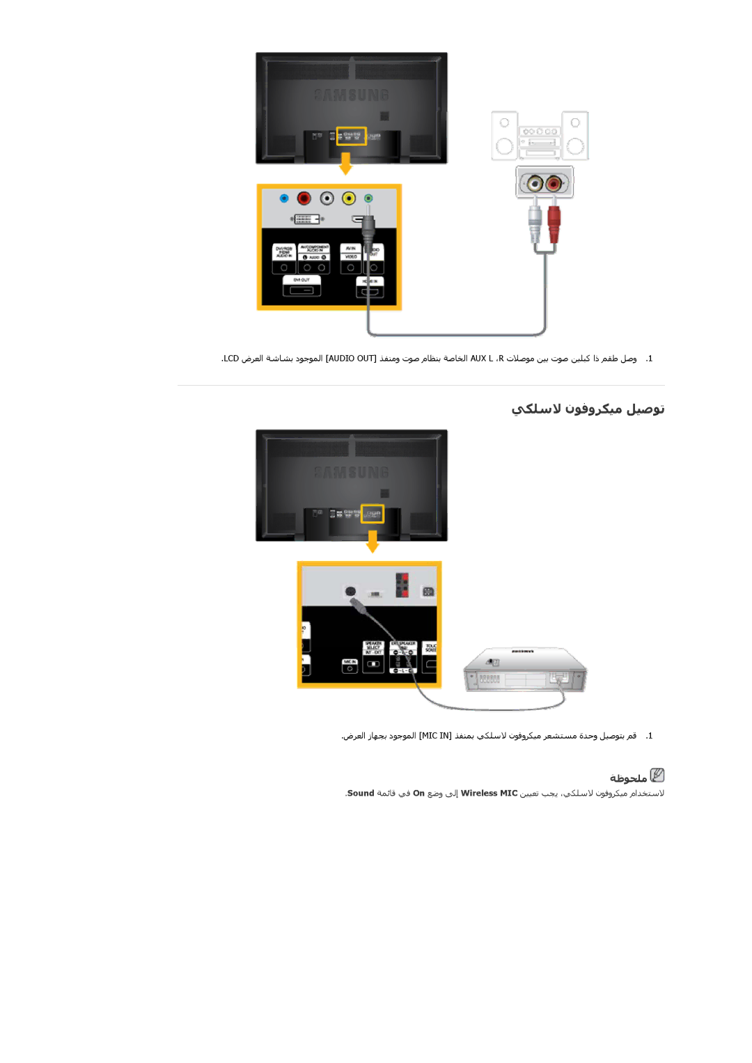 Samsung LH65TCQMBC/HD, LH65TCQMBC/EN, LH65TCQMBC/NG, LH65TCQMBC/SM manual ﻲﻜﻠﺱﻻ نﻮﻓوﺮﻜﻴﻣ ﻞﻴﺻﻮﺗ 