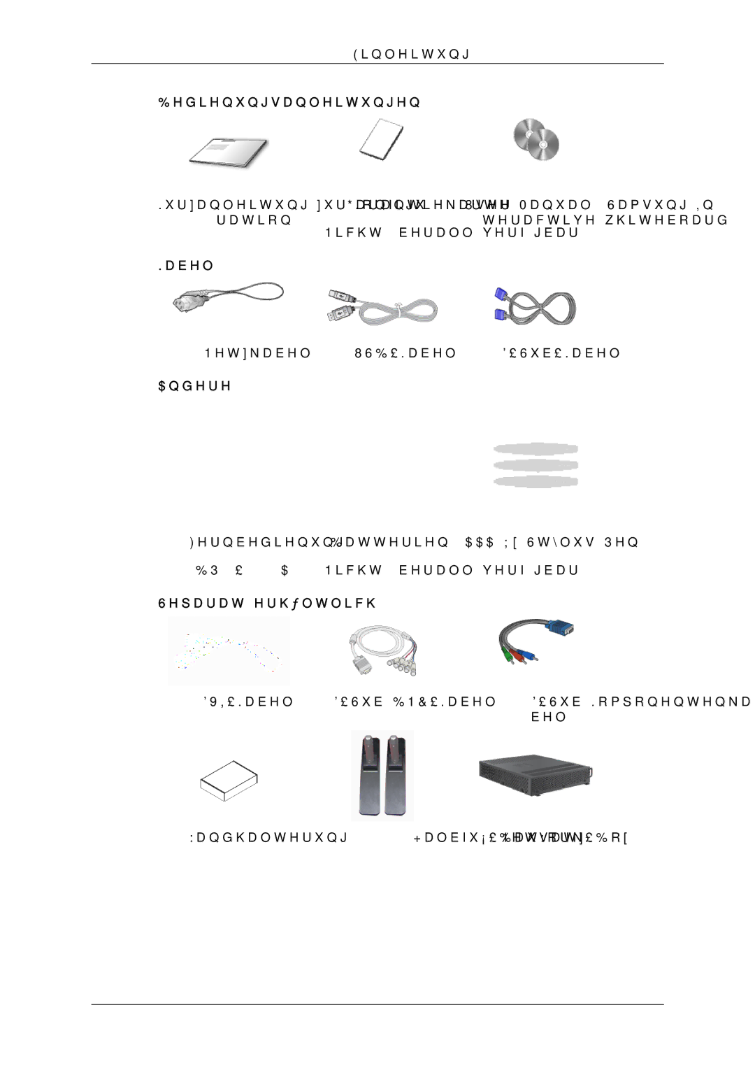 Samsung LH65TCQMBC/EN manual Bedienungsanleitungen, Kabel, Andere, Separat erhältlich 