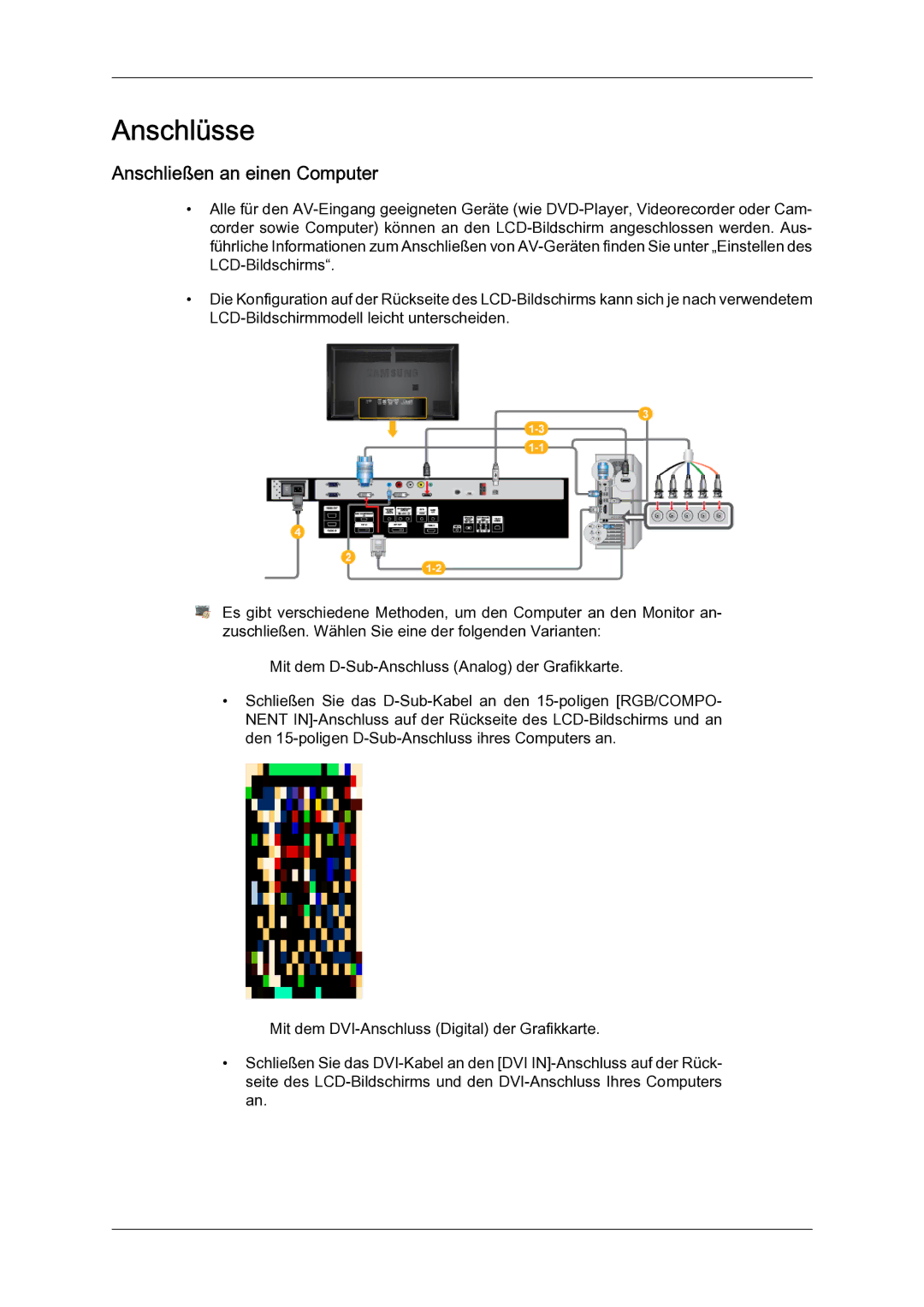 Samsung LH65TCQMBC/EN manual Anschlüsse, Anschließen an einen Computer 