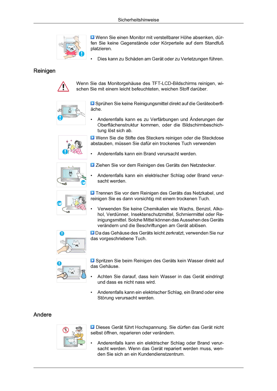 Samsung LH65TCQMBC/EN manual Reinigen, Andere 