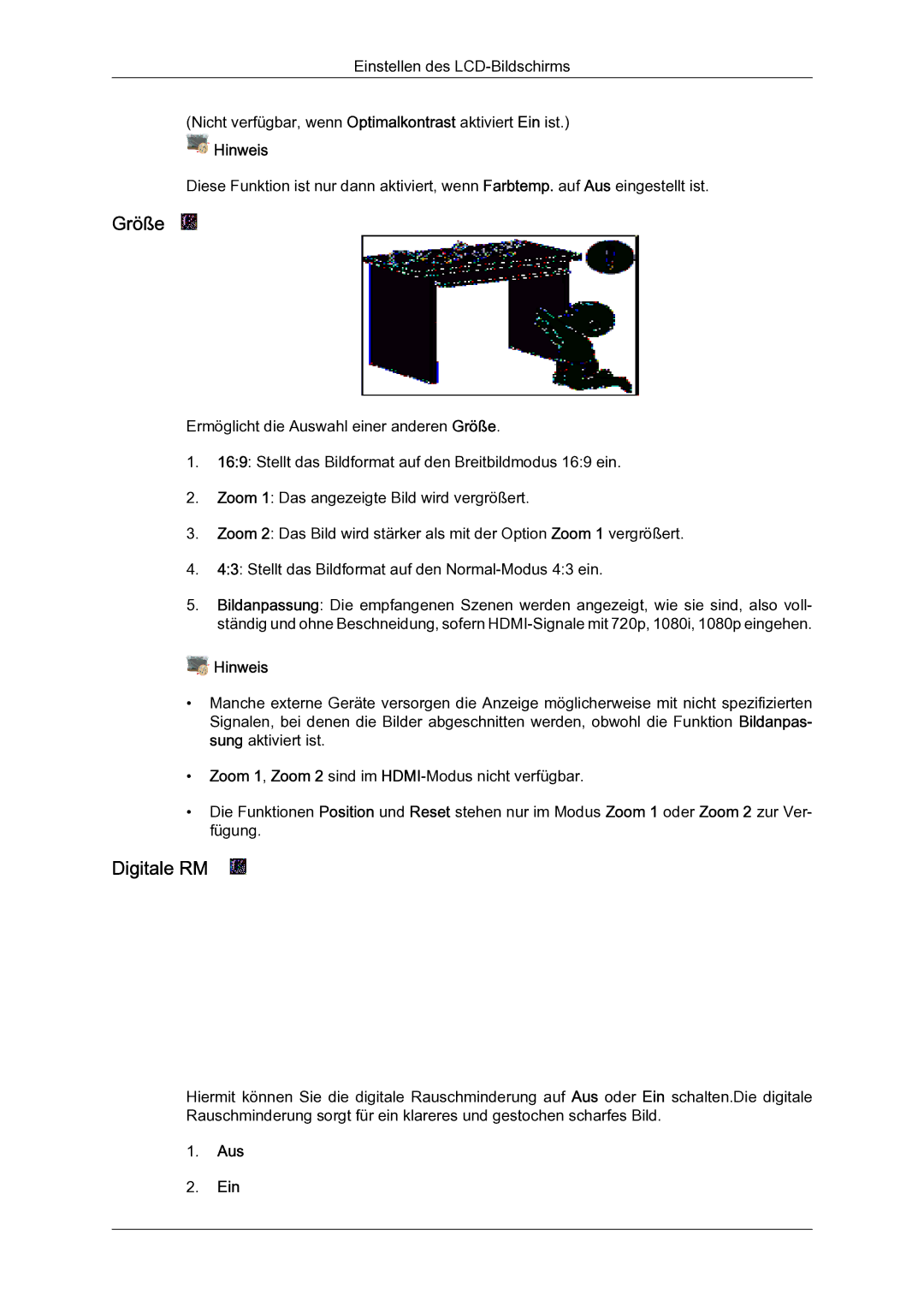 Samsung LH65TCQMBC/EN manual Größe, Digitale RM 