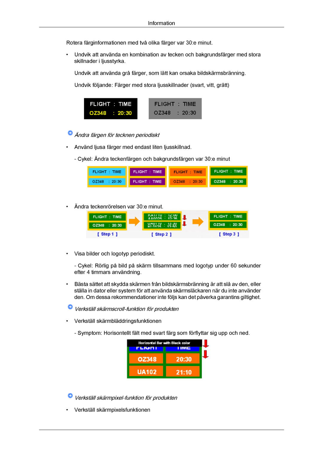 Samsung LH65TCQMBC/EN manual Ändra färgen för tecknen periodiskt 