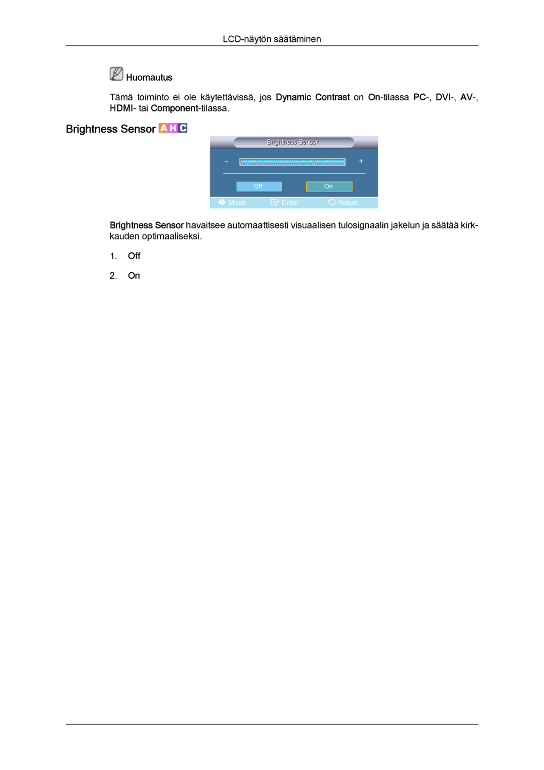 Samsung LH65TCQMBC/EN manual Brightness Sensor 