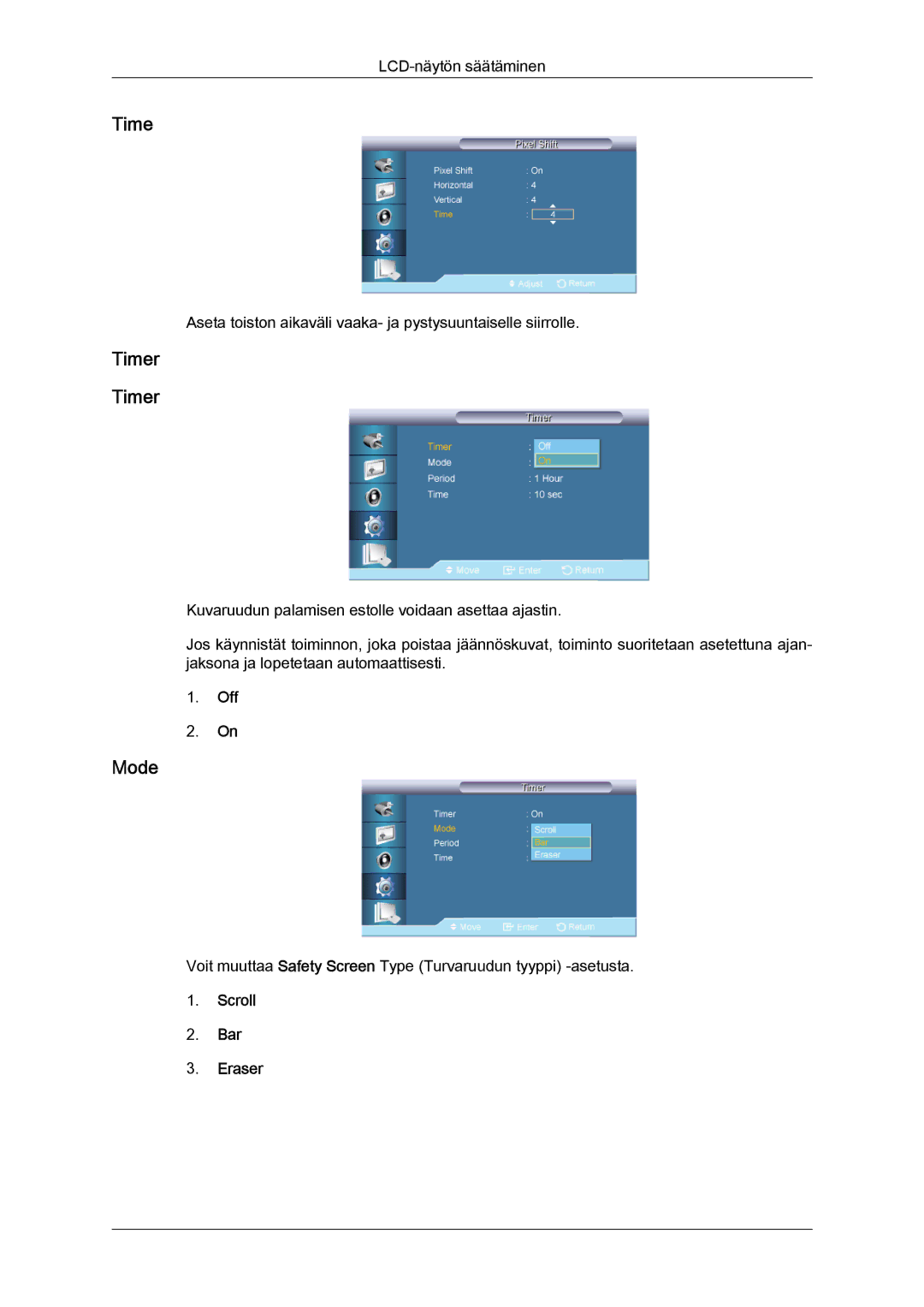 Samsung LH65TCQMBC/EN manual Timer, Scroll Bar Eraser 