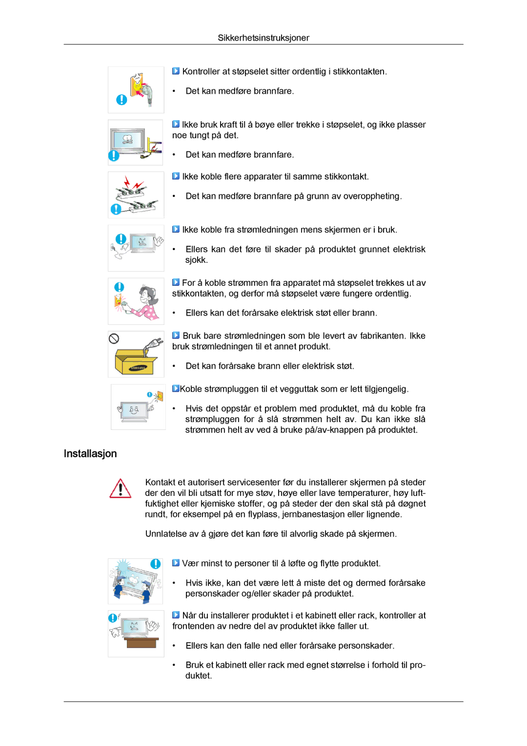 Samsung LH65TCQMBC/EN manual Installasjon 