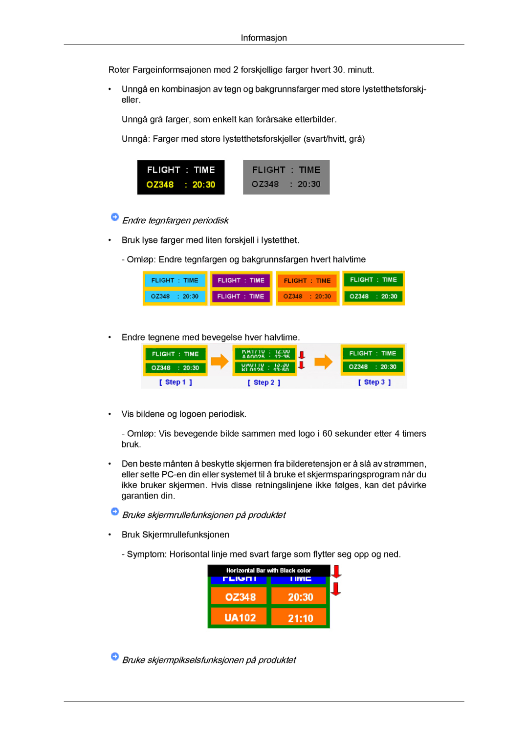 Samsung LH65TCQMBC/EN manual Endre tegnfargen periodisk 