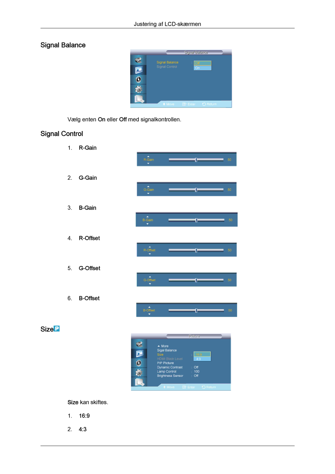 Samsung LH65TCQMBC/EN manual Signal Control, ‐Gain ‐Offset 