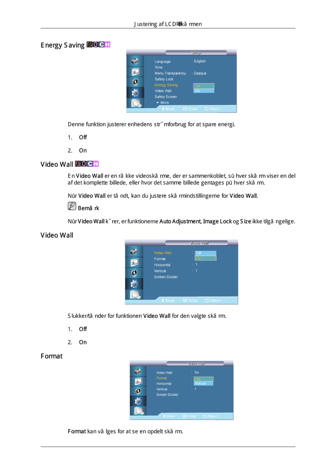 Samsung LH65TCQMBC/EN manual Energy Saving, Video Wall, Format 