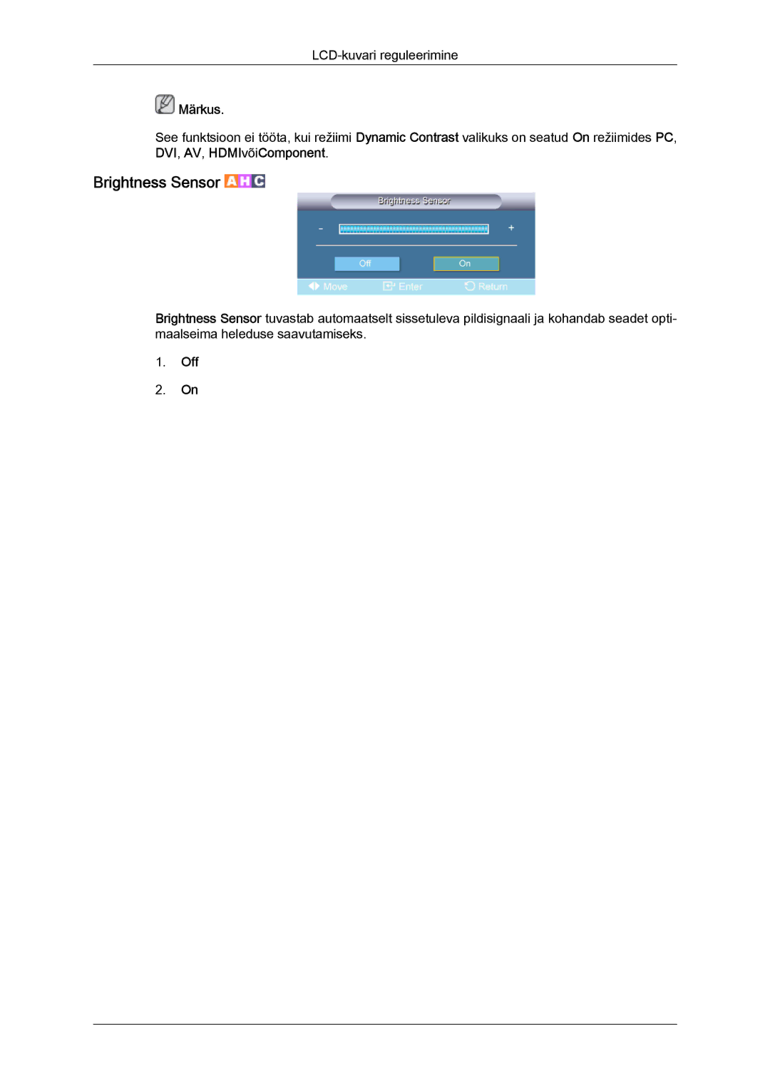 Samsung LH65TCQMBC/EN manual Brightness Sensor 