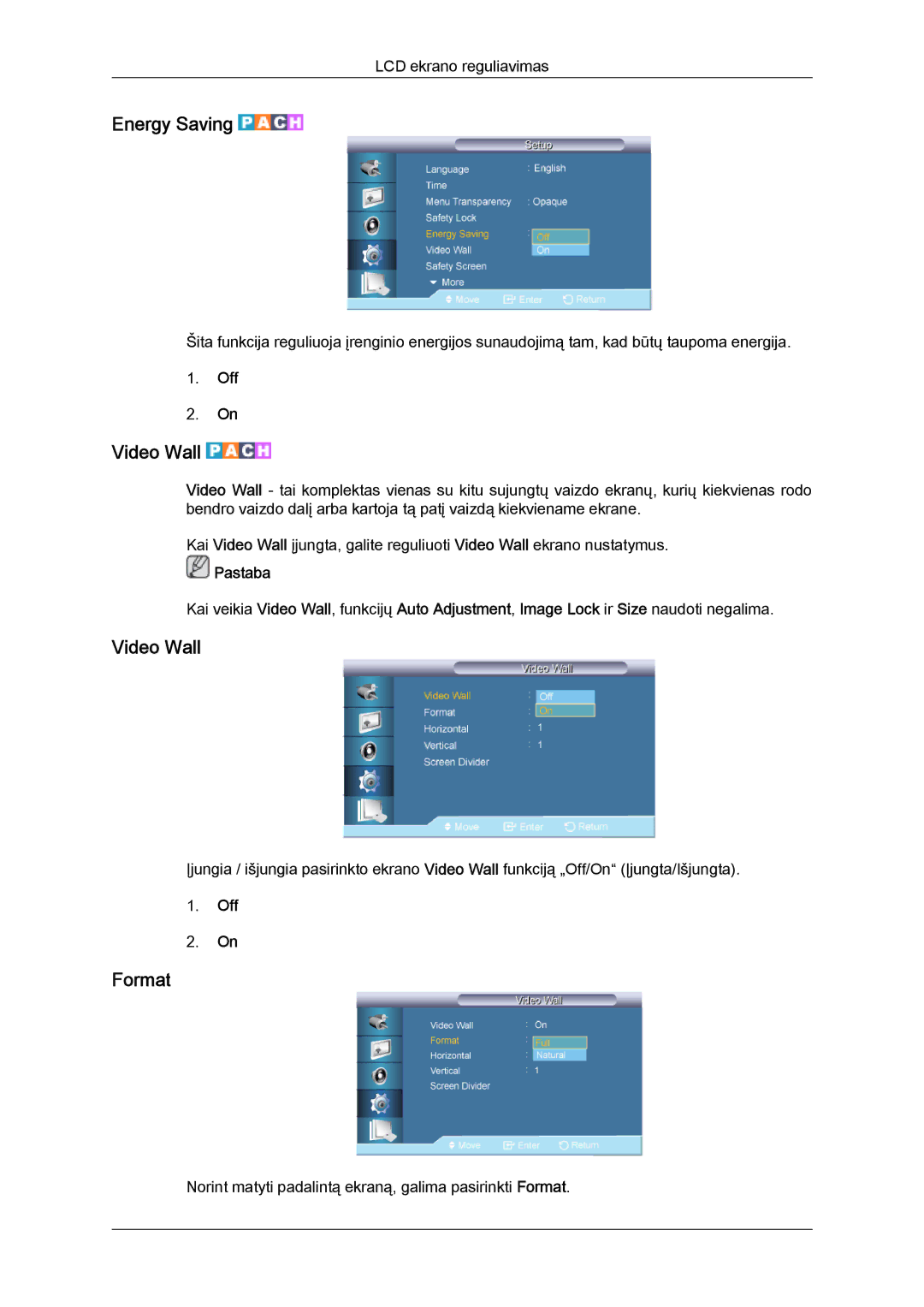 Samsung LH65TCQMBC/EN manual Energy Saving, Video Wall, Format 