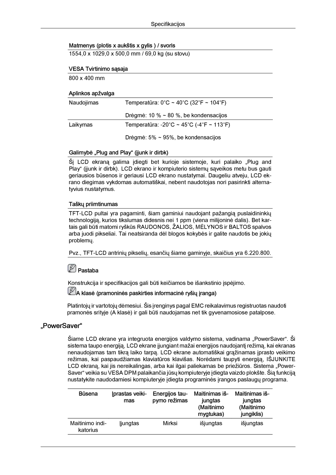 Samsung LH65TCQMBC/EN manual „PowerSaver 