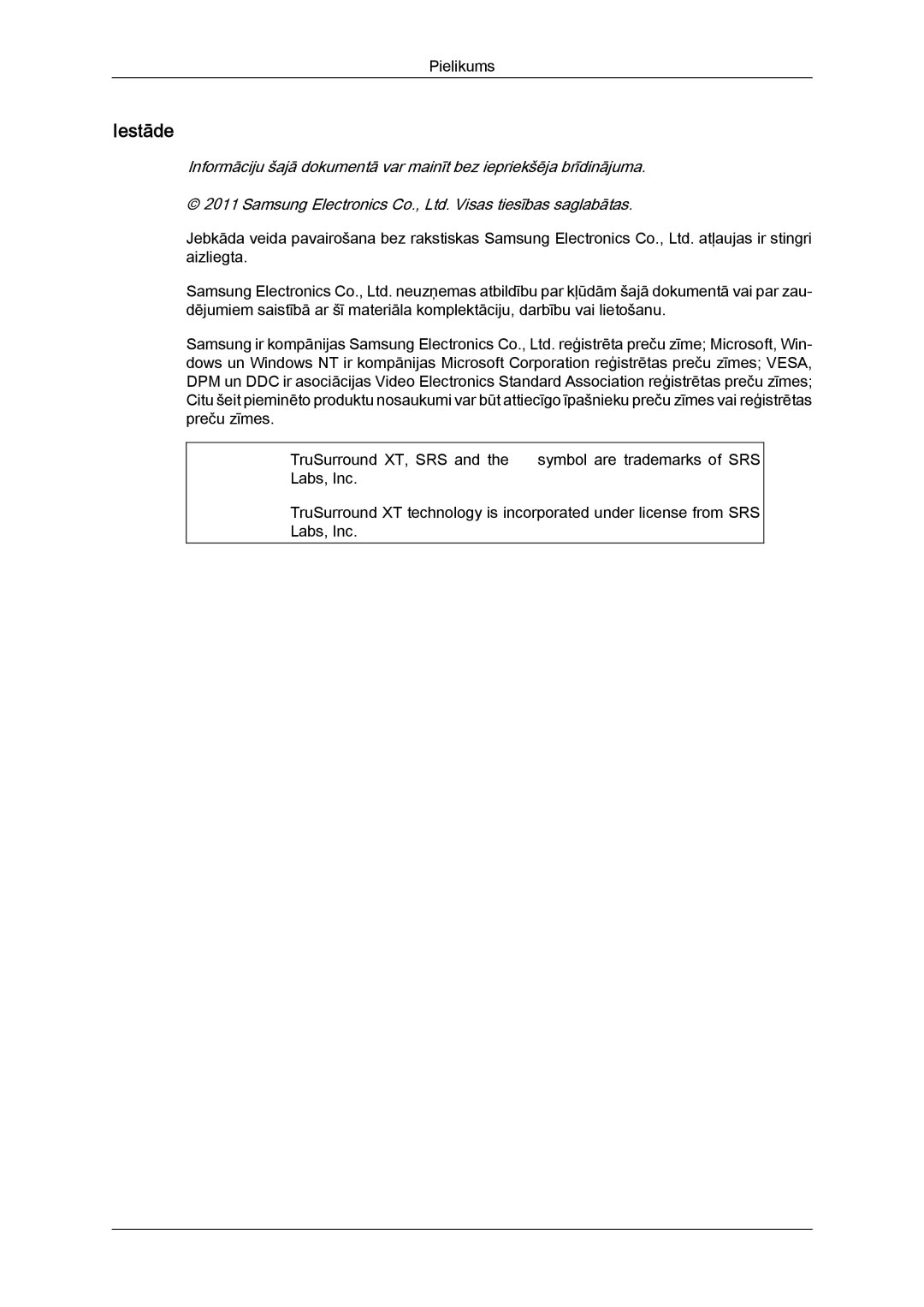 Samsung LH65TCQMBC/EN manual Iestāde 