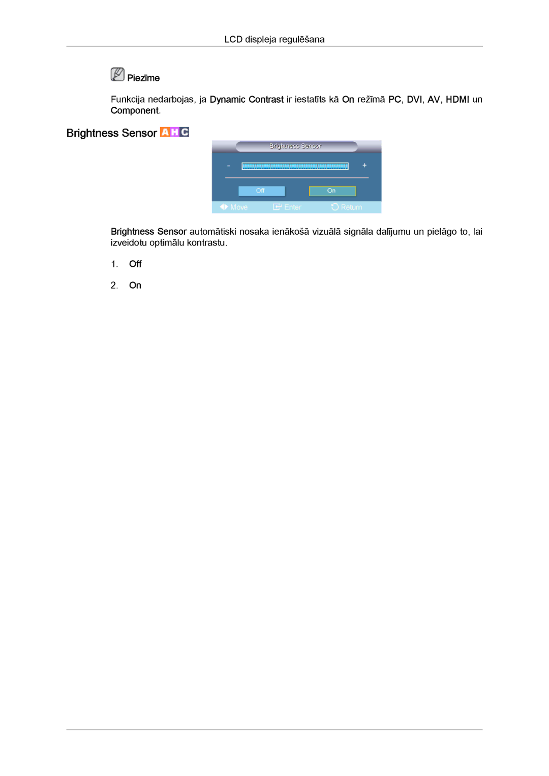 Samsung LH65TCQMBC/EN manual Brightness Sensor 