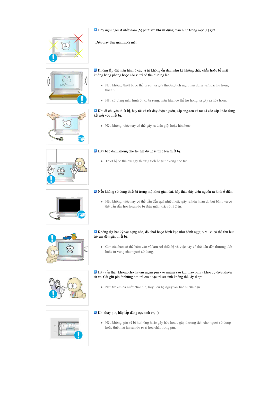 Samsung LH65TCQMBC/XY, LH65TCQMBC/XS manual Thiết bị có thể rơi gây thương tích hoặc tử vong cho trẻ 