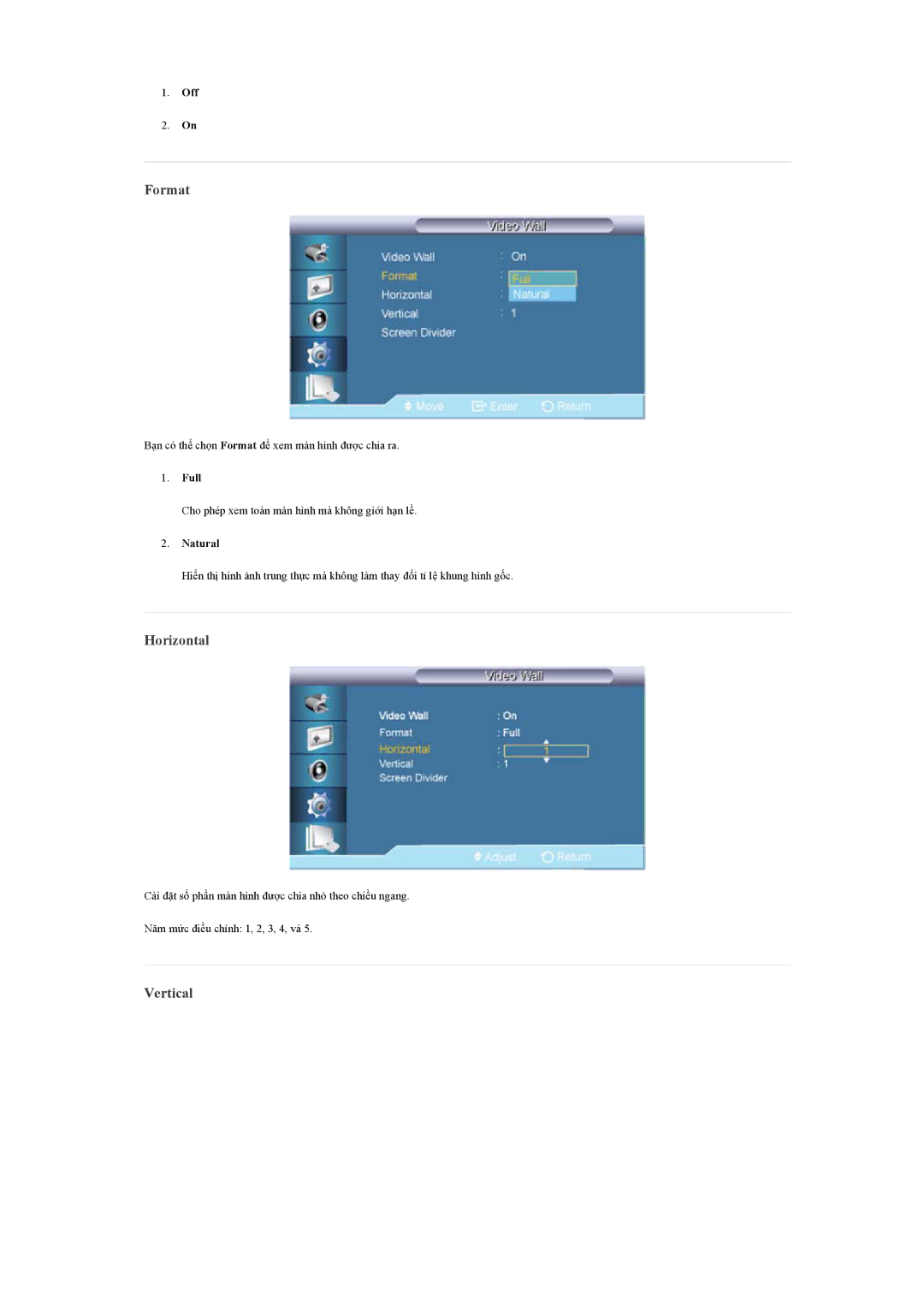 Samsung LH65TCQMBC/XS, LH65TCQMBC/XY manual Format, Horizontal, Vertical 