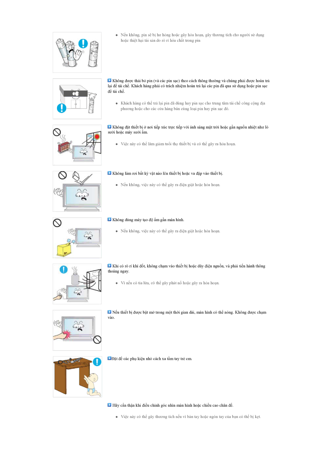 Samsung LH70BVPLBF/EN manual Vì nếu có tia lửa, có thể gây phát nổ hoặc gây ra hỏa hoạn 