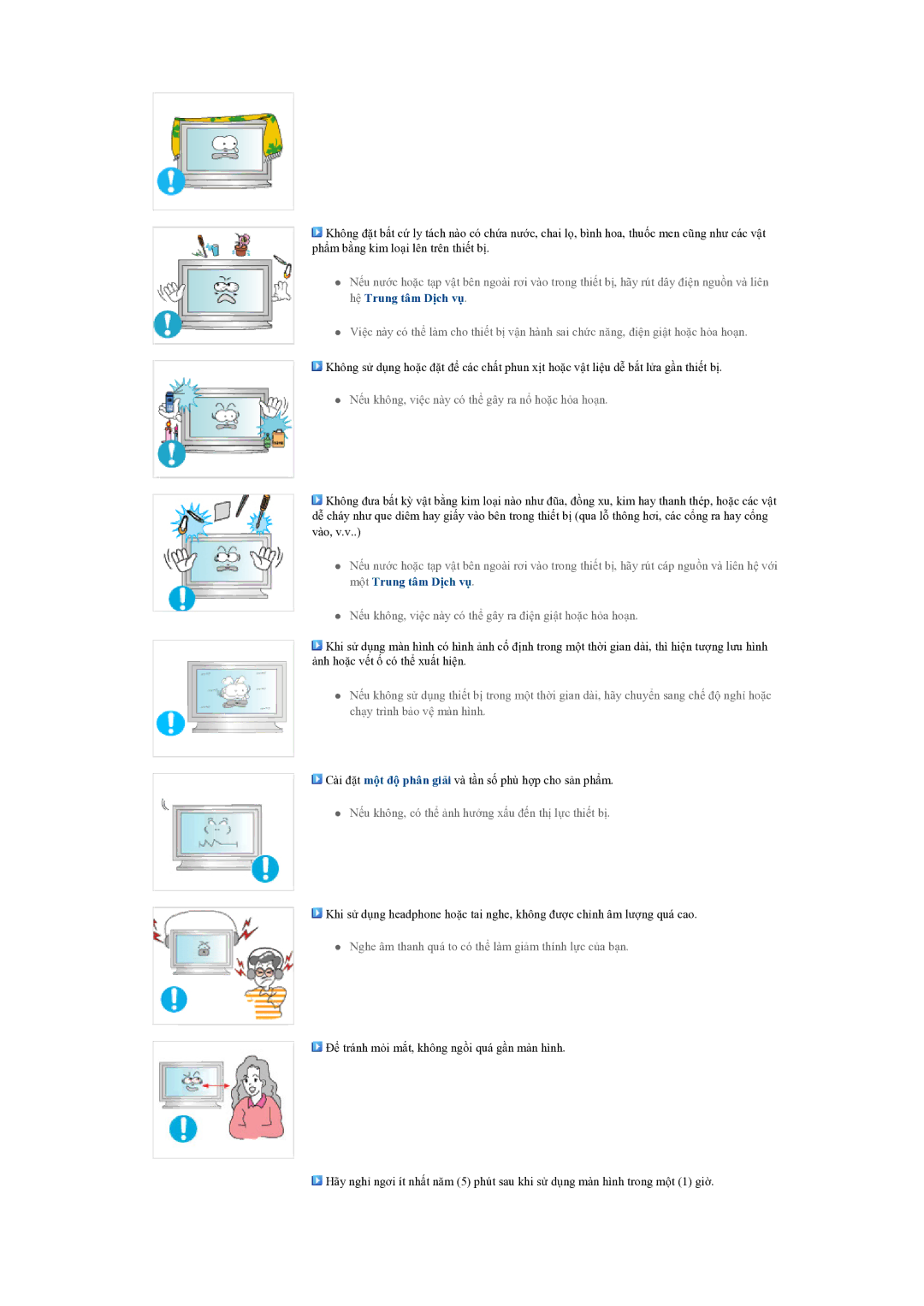 Samsung LH70BVPLBF/EN manual Nếu không, có thể ảnh hưởng xấu đến thị lực thiết bị 