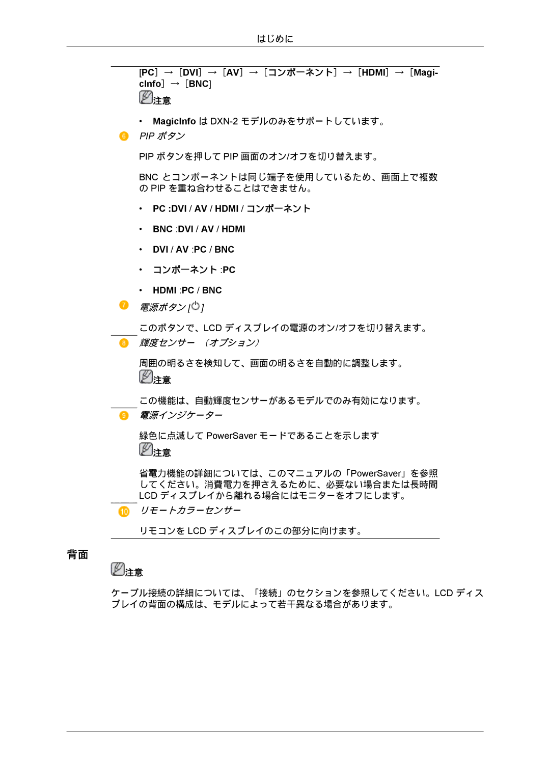 Samsung LH70BVTLBF/XJ, LH70BVPLBF/XJ manual コンポ一ネント Pc 