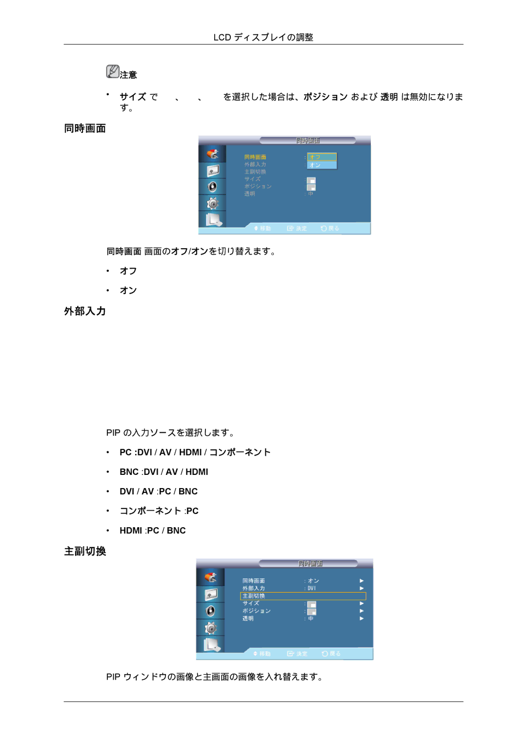 Samsung LH70BVTLBF/XJ, LH70BVPLBF/XJ manual 主副切換 