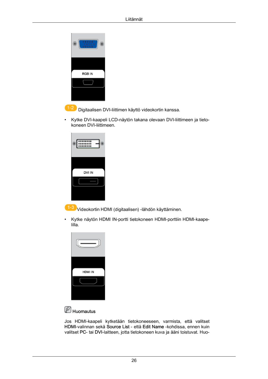 Samsung LH70BVPLBF/EN, LH70BVTLBF/EN manual Huomautus 