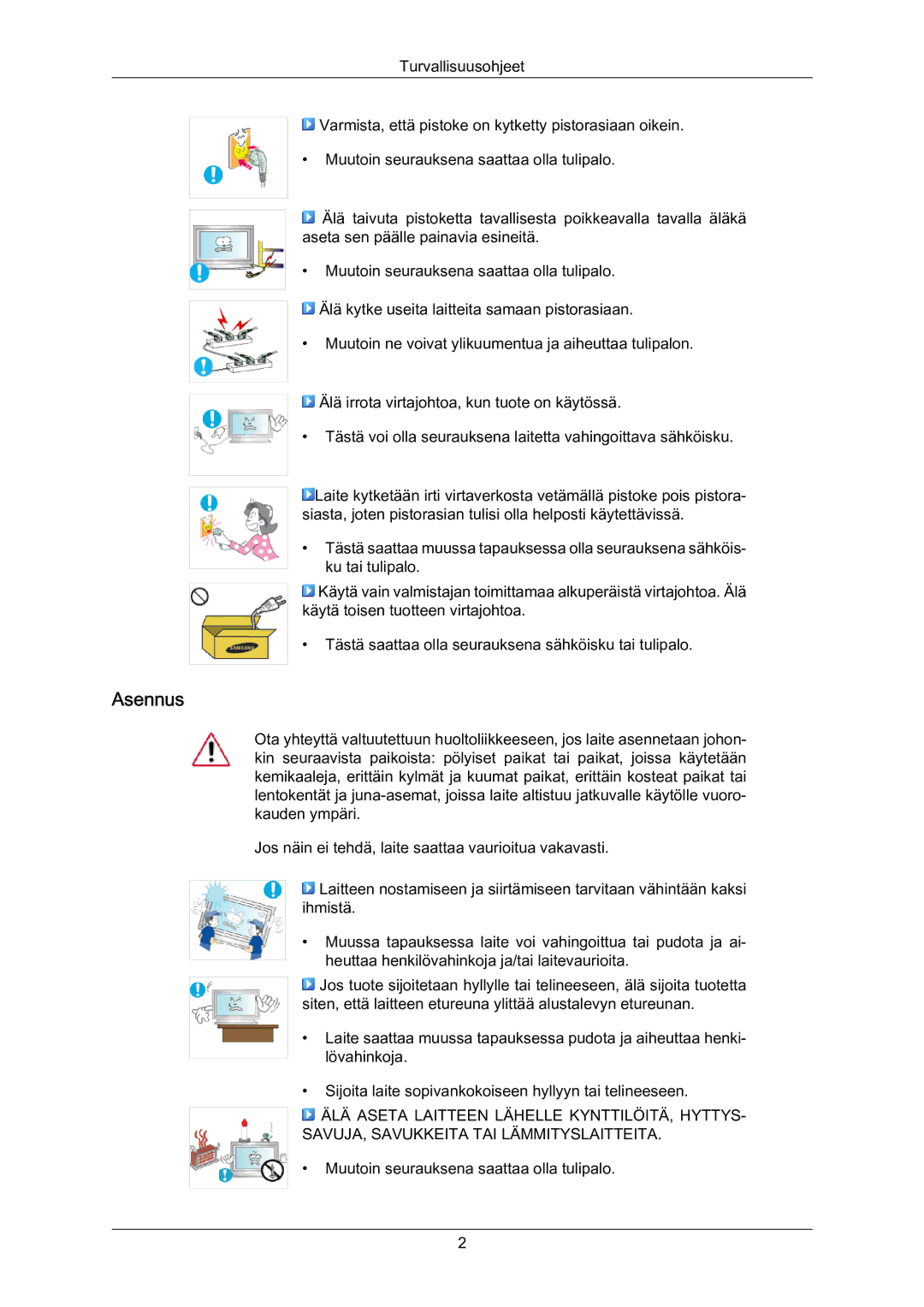 Samsung LH70BVPLBF/EN, LH70BVTLBF/EN manual Asennus 