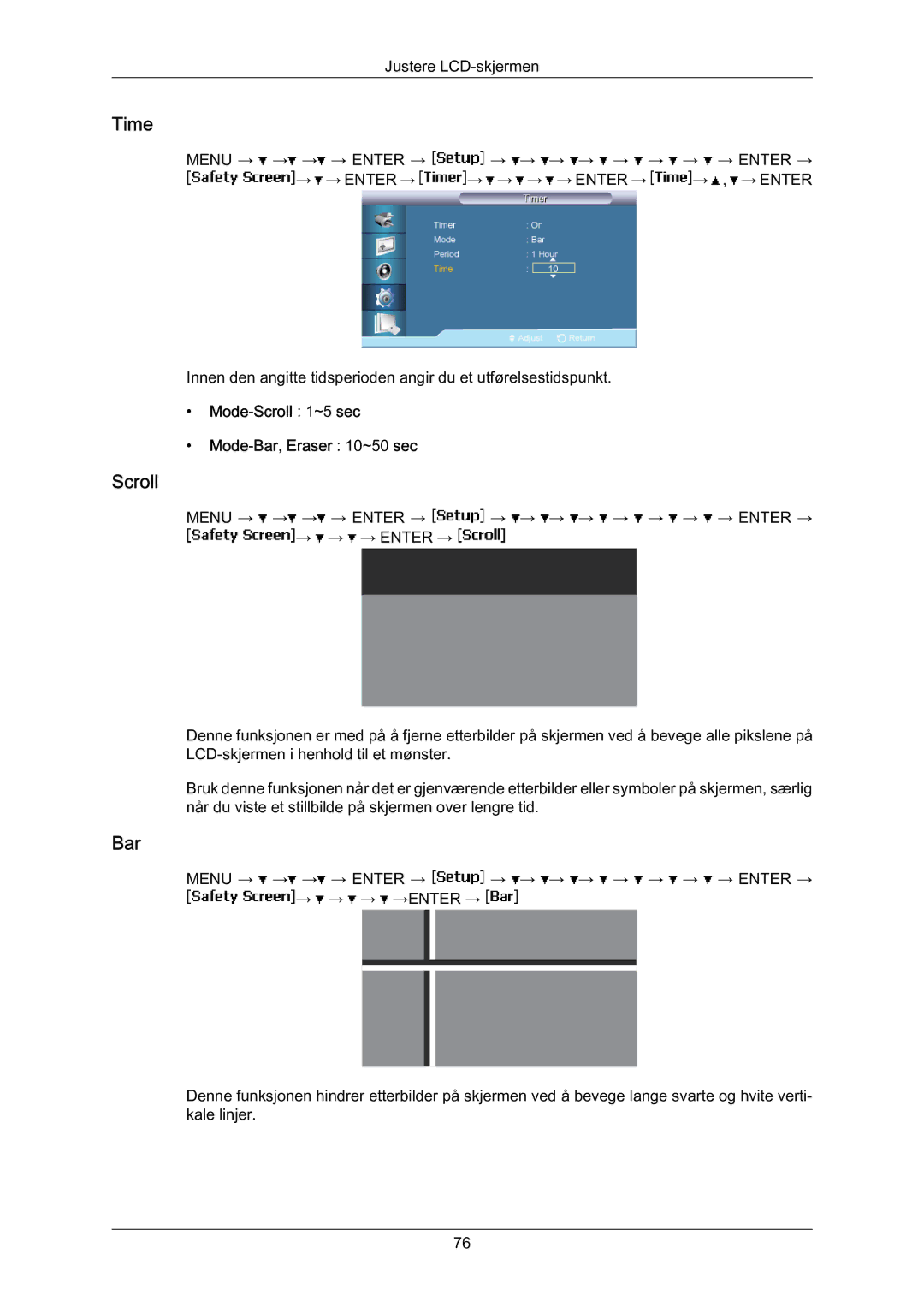 Samsung LH70BVPLBF/EN, LH70BVTLBF/EN manual Mode‐Scroll 1~5 sec Mode‐Bar, Eraser 10~50 sec 