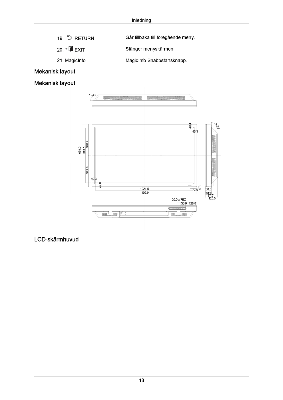 Samsung LH70BVPLBF/EN, LH70BVTLBF/EN manual LCD-skärmhuvud 