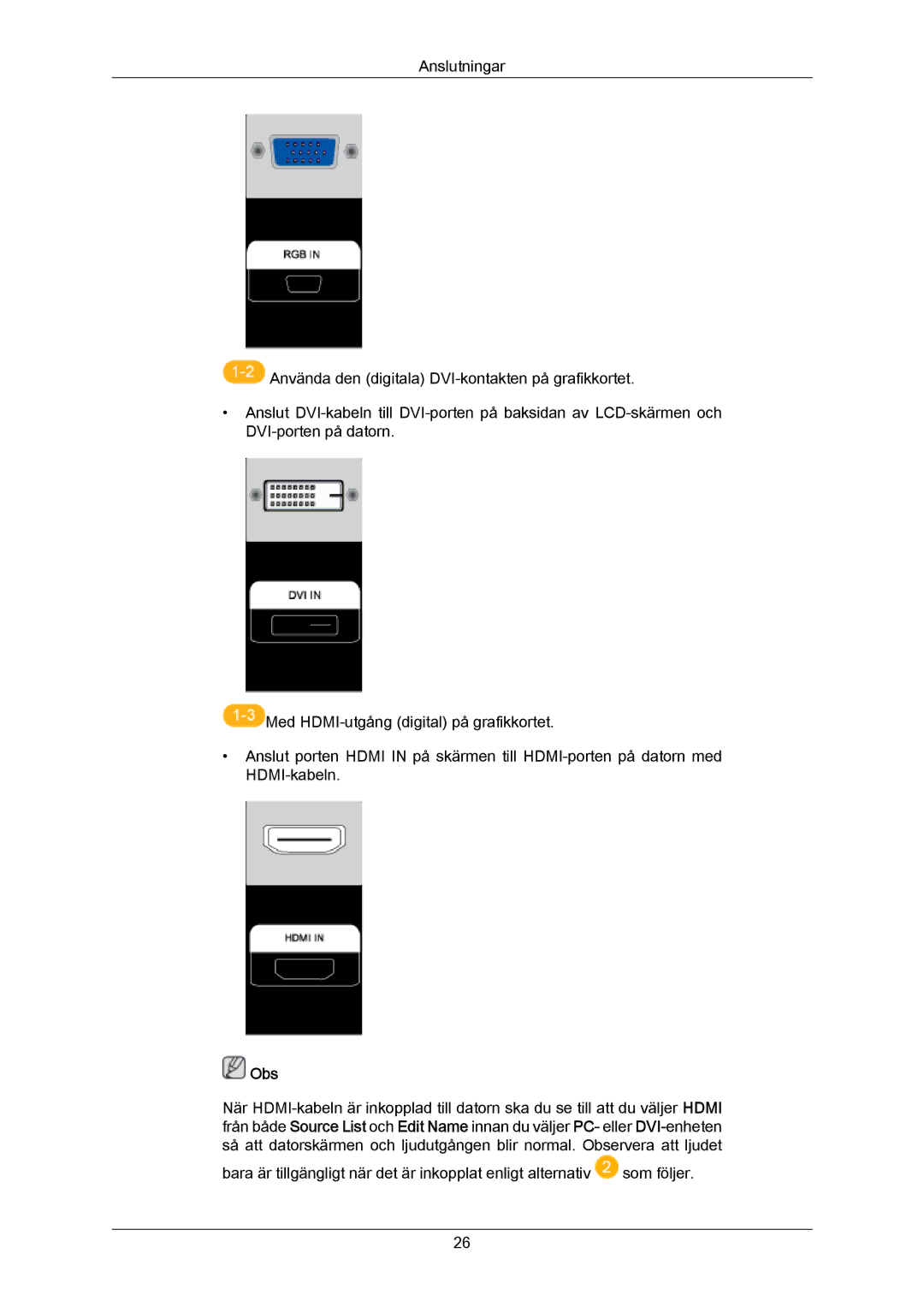 Samsung LH70BVPLBF/EN, LH70BVTLBF/EN manual Obs 