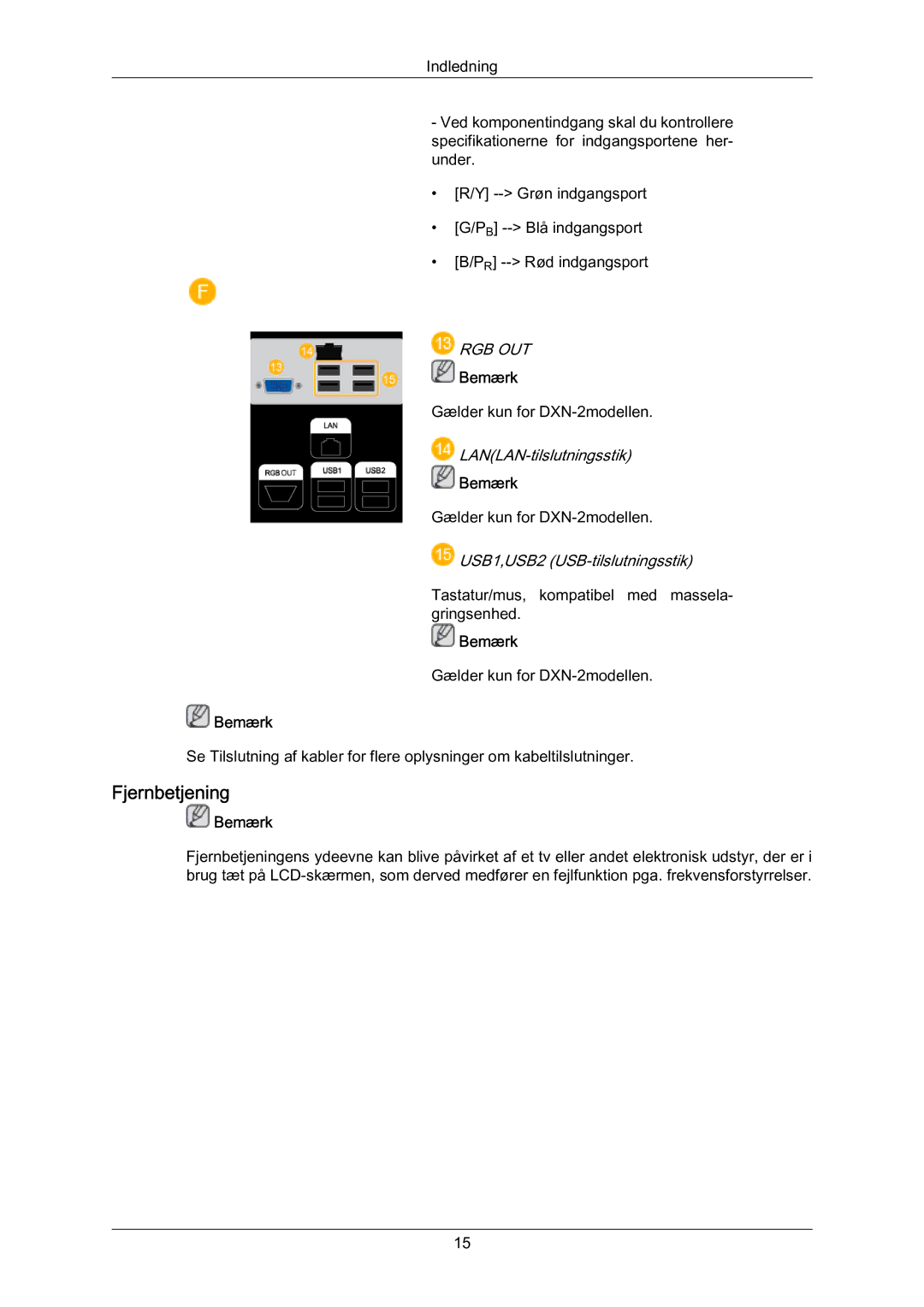 Samsung LH70BVTLBF/EN, LH70BVPLBF/EN manual Fjernbetjening 