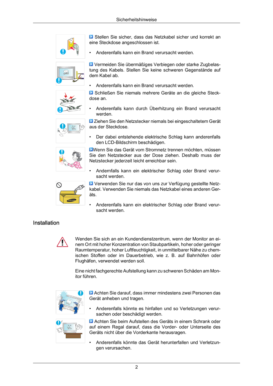 Samsung LH70BVTLBF/EN, LH70BVSLBF/EN, LH70BVPLBF/EN manual Installation 