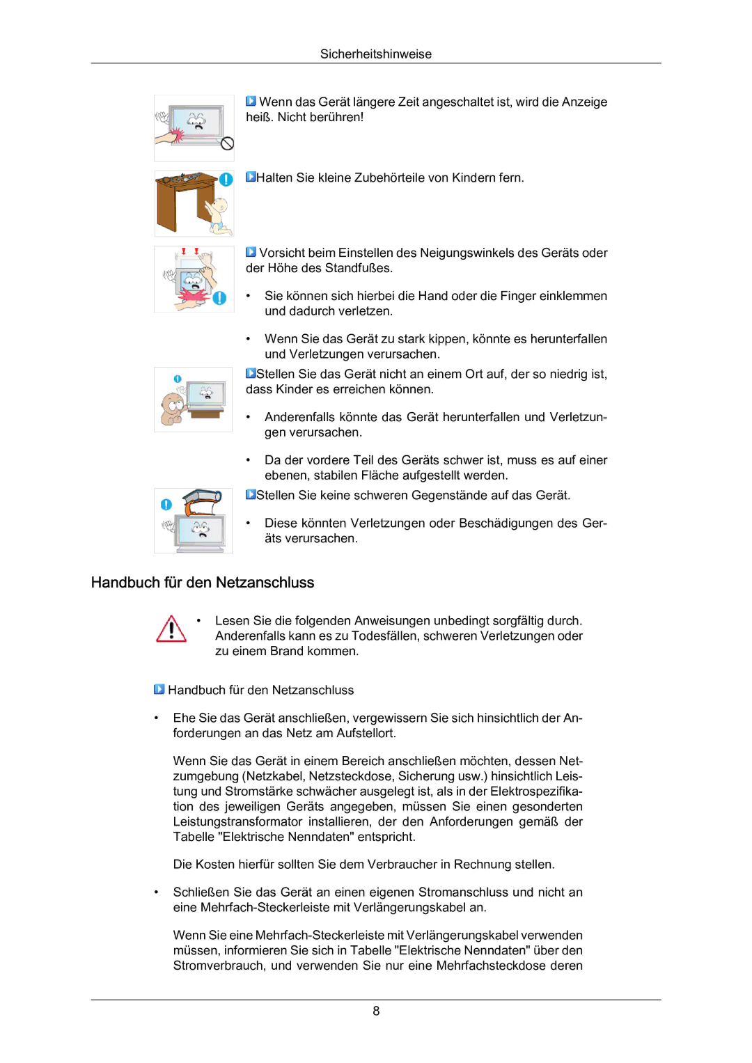 Samsung LH70BVTLBF/EN, LH70BVSLBF/EN, LH70BVPLBF/EN manual Handbuch für den Netzanschluss 