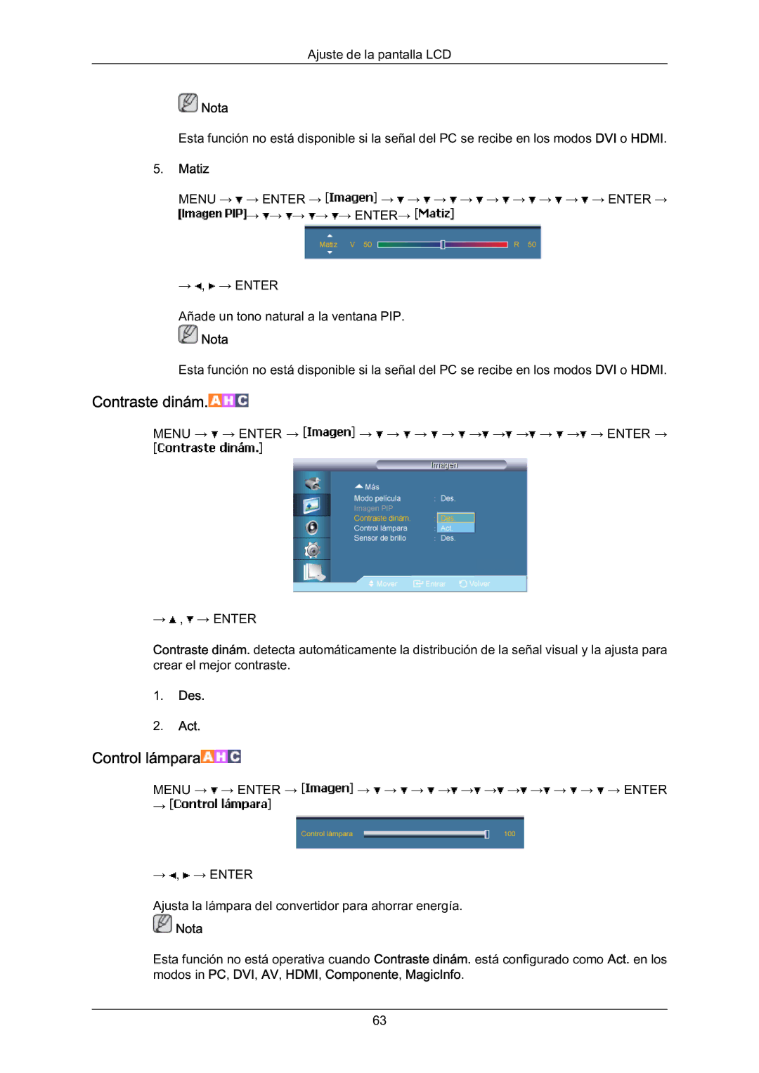 Samsung LH70BVPLBF/EN, LH70BVTLBF/EN, LH70BVSLBF/EN manual Contraste dinám 