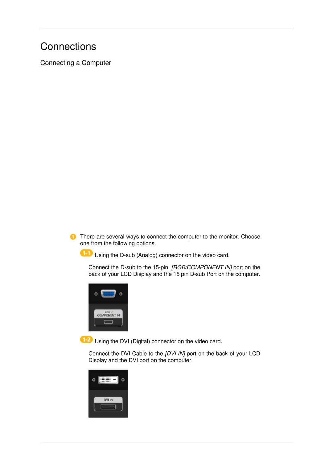 Samsung LH70CSBPLBC/XJ, LH70CSBPLBC/EN manual Connections, Connecting a Computer 