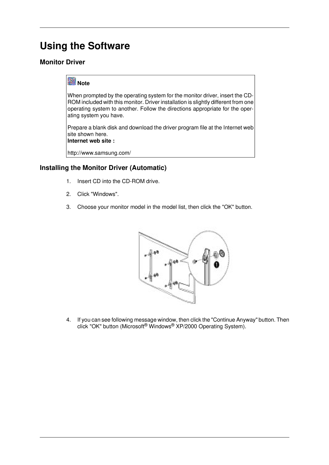 Samsung LH70CSBPLBC/XJ, LH70CSBPLBC/EN manual Installing the Monitor Driver Automatic, Internet web site 