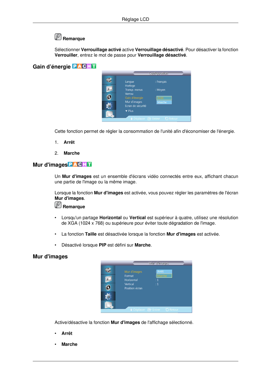 Samsung LH70CSBPLBC/EN manual Gain d’énergie, Mur dimages 