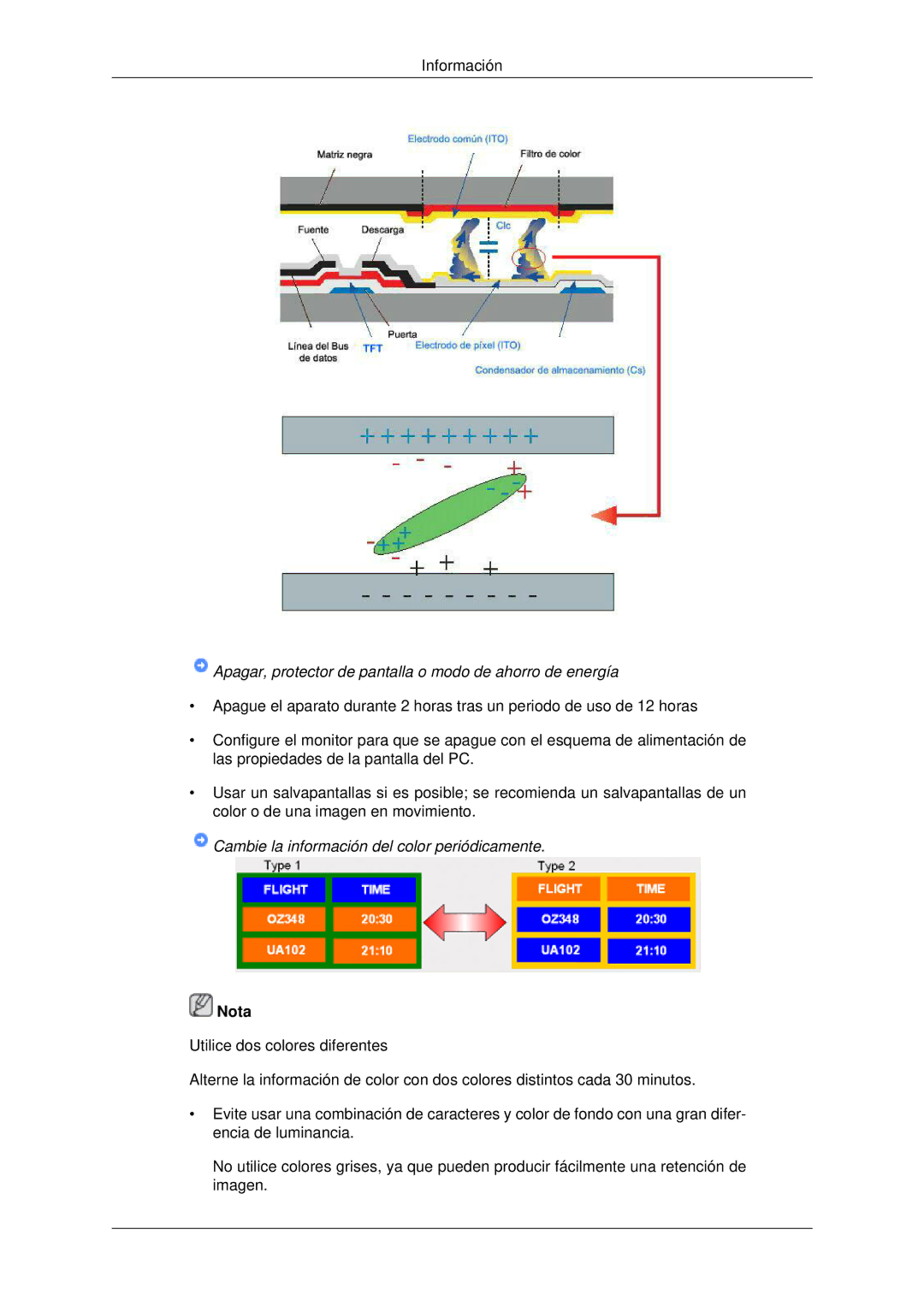 Samsung LH70CSBPLBC/EN manual Cambie la información del color periódicamente 