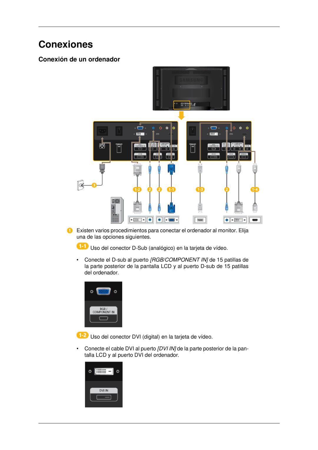 Samsung LH70CSBPLBC/EN manual Conexiones, Conexión de un ordenador 