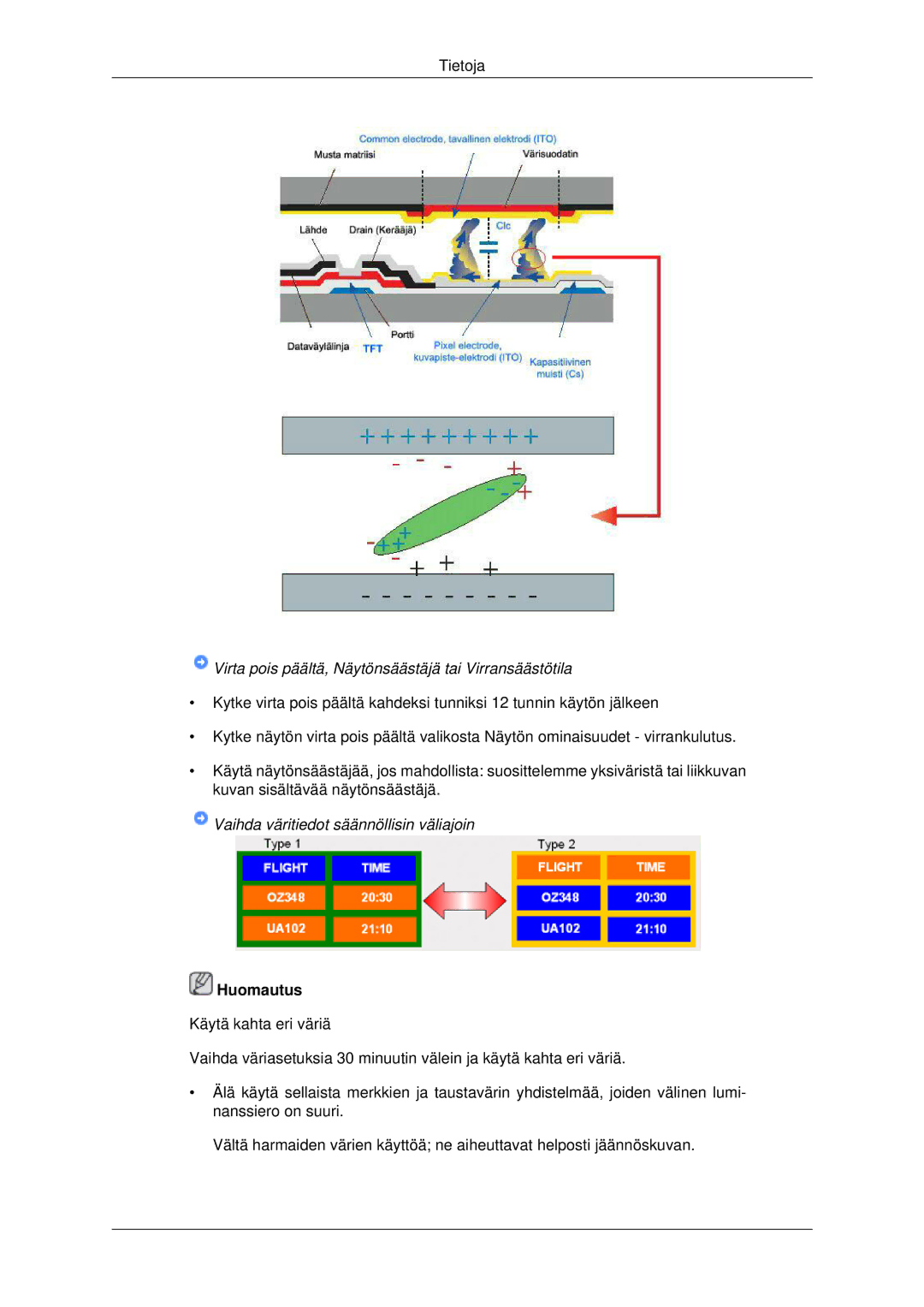 Samsung LH70CSBPLBC/EN manual Vaihda väritiedot säännöllisin väliajoin 