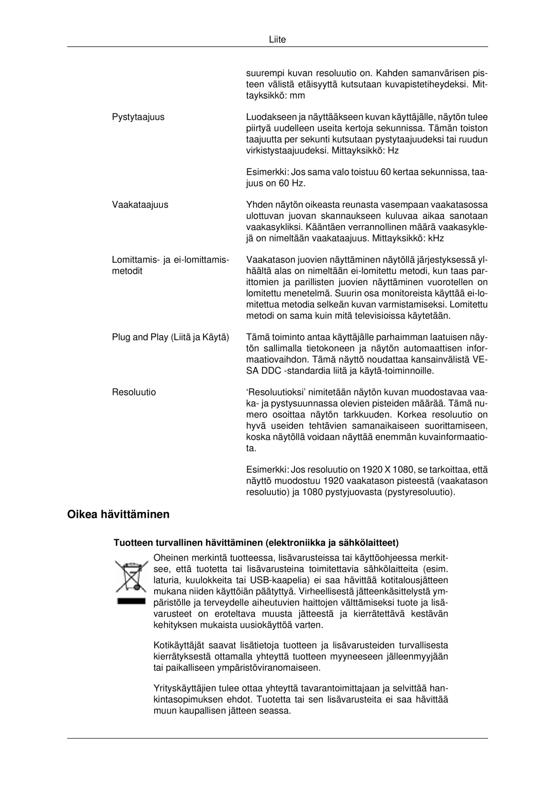 Samsung LH70CSBPLBC/EN manual Oikea hävittäminen 