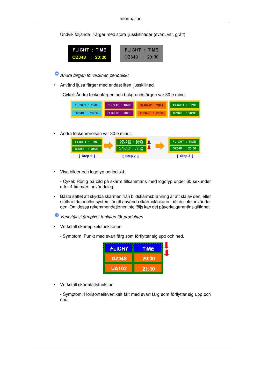 Samsung LH70CSBPLBC/EN manual Ändra färgen för tecknen periodiskt 