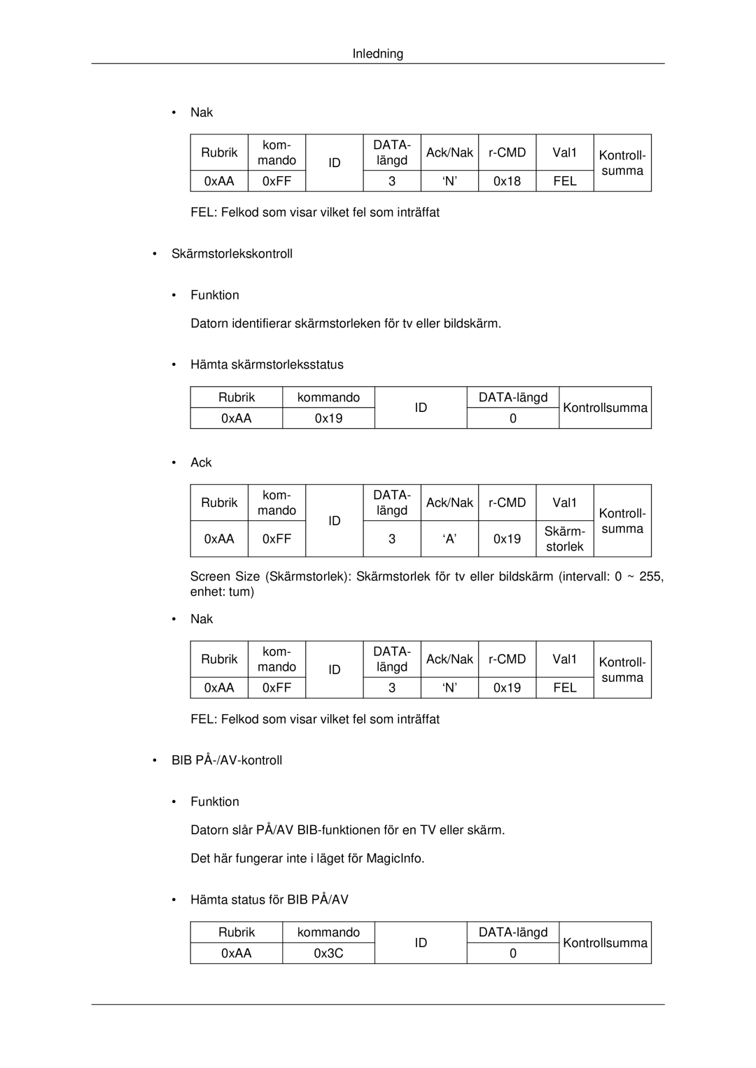 Samsung LH70CSBPLBC/EN manual Inledning Nak Rubrik Kom 