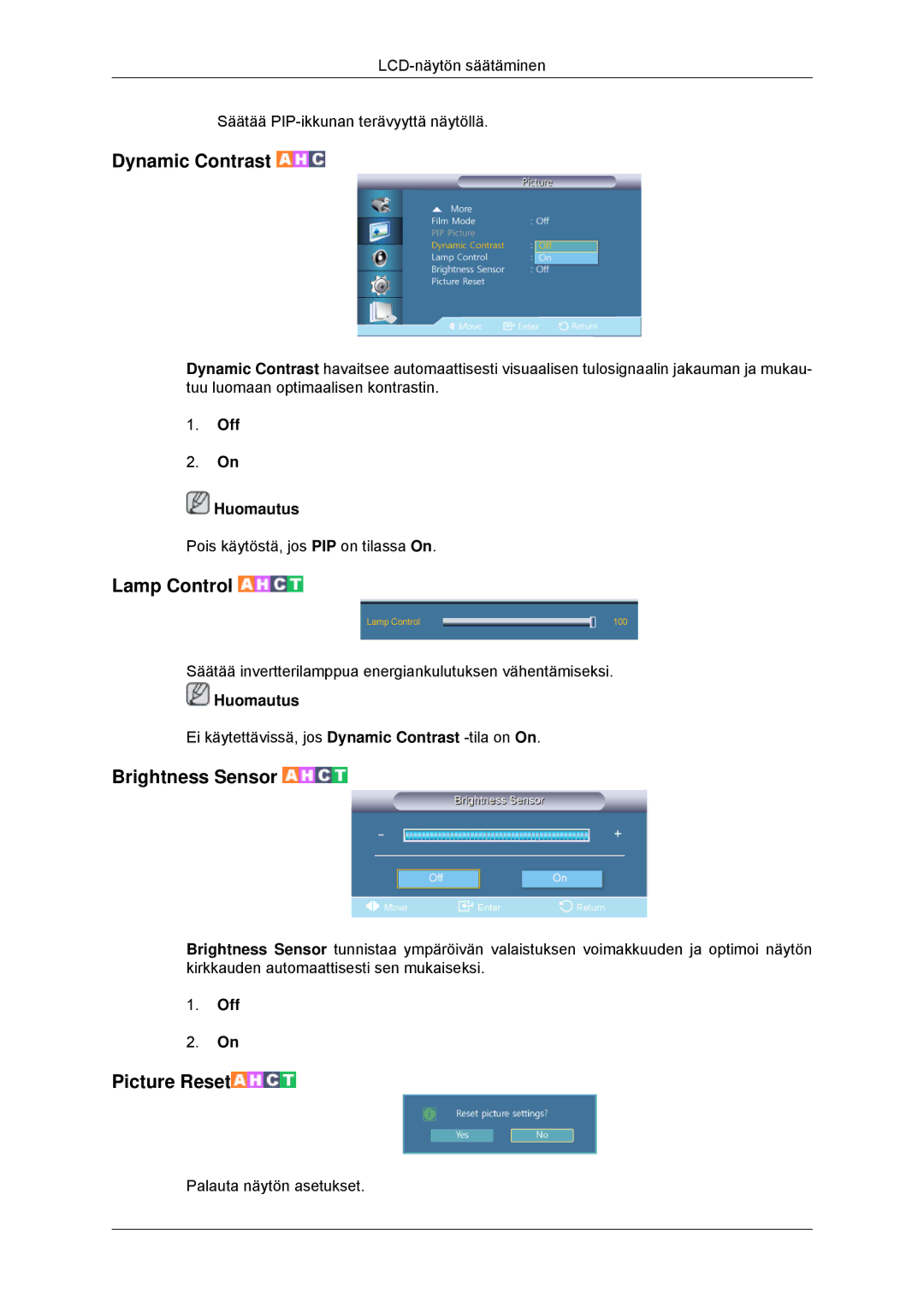 Samsung LH70CSBPLBC/EN manual LCD-näytön säätäminen Säätää PIP-ikkunan terävyyttä näytöllä 