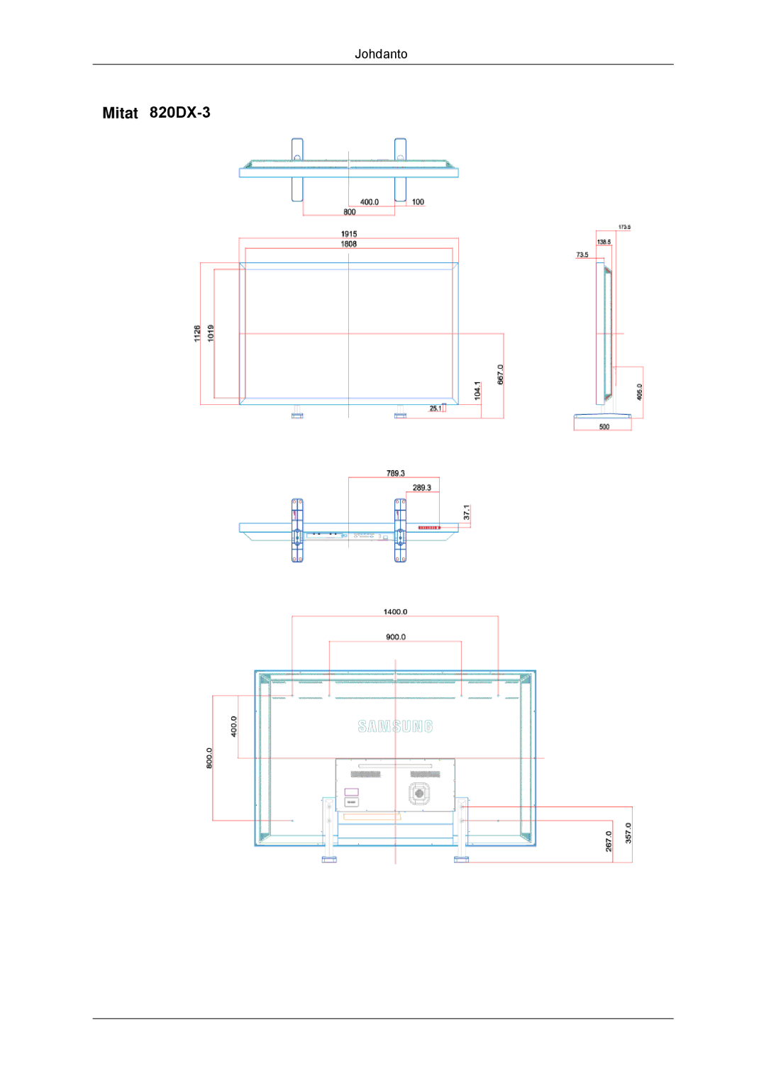 Samsung LH70CSBPLBC/EN manual Mitat 820DX-3 